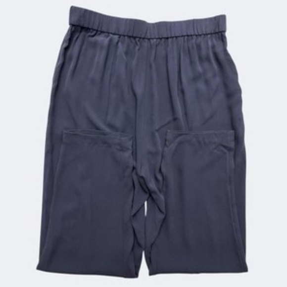 Eileen Fisher Pants Women SP Blue Silk Georgette Tapered Leg Pant Pull On Crepe - Picture 4 of 6